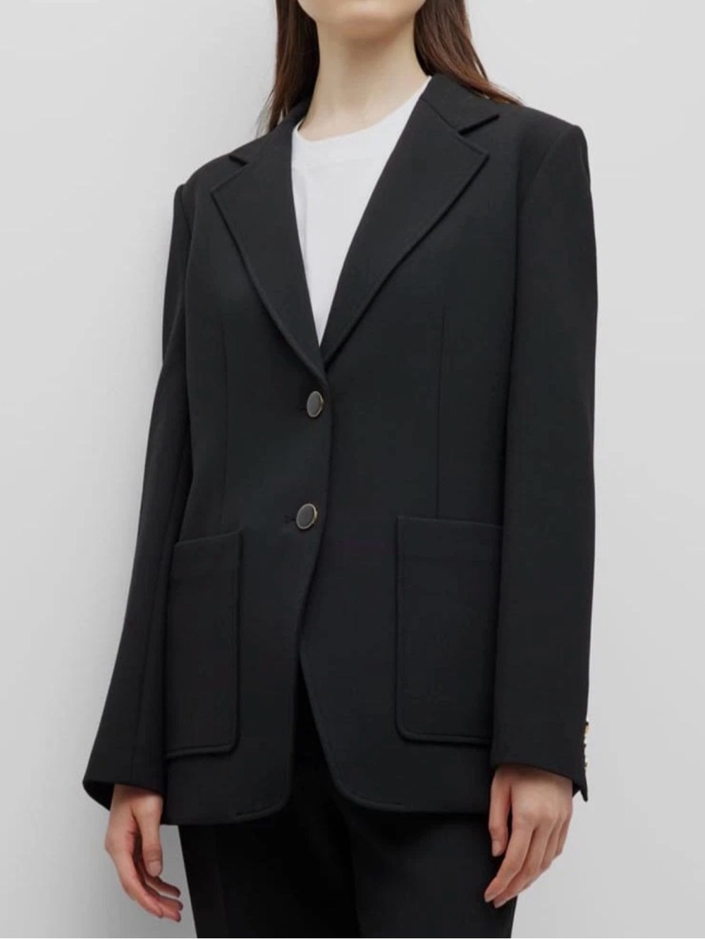 St. John Women's Black Crepe Single-Breasted Blazer Size 12